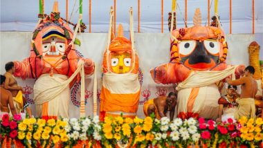 Snana Yatra 2024 Greetings and Messages: Share HD Images of Lord Jagannath, Lord Balabhadra and Devi Subhadra To Celebrate Debasnana Purnima