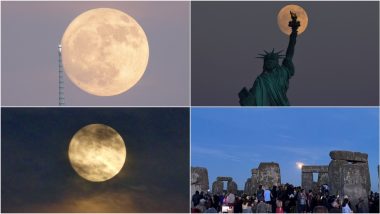 Strawberry Full Moon 2024 Images and Videos Take Over X! Netizens Share Enthralling Pictures of ‘Strawberry Solstice Moon’ Gracing the Sky