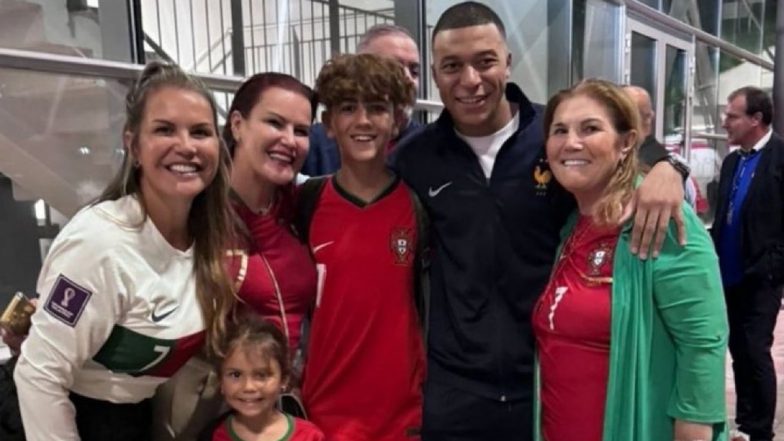 Kylian Mbappe Poses With Cristiano Ronaldo's Family On Sidelines of Portugal vs France UEFA Euro 2024 Quarterfinal Match, Pic Goes Viral