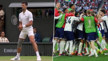 Wimbledon 2024: Novak Djokovic vs Alexei Popyrin Match Paused as Center-Court Crowd Erupt Celebrating England’s Penalty Shoot-Out Win at UEFA Euro Competition