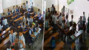 Gujarat School Wall Collapse: One Student Injured After Wall of Entire Floor Collapses at Shri Narayan School in Vadodara (Watch Video)