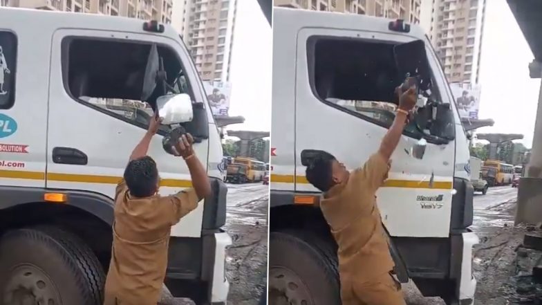 BEST Bus Driver Breaks Truck's Mirror With Stone After Road Rage Incident at Ghodbunder Road in Thane, ChaloApp Responds to Viral Video