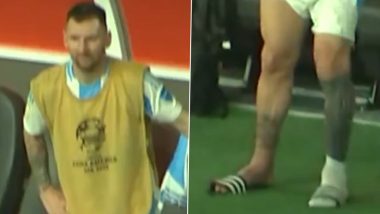 Viral Video Shows Injured Lionel Messi Limping Towards Argentina Huddle After Full Time in Copa America 2024 Final 