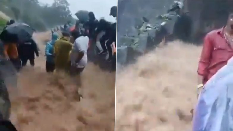 Raigad Fort: Scary Video Shows Tourists Clinging to Safety As Waterways Swell, Fort Shut After Torrential Rains