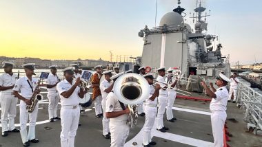 Russia’s Navy Day: Russian President Vladimir Putin Greets Indian Navy Personnel Onboard INS Tabar (See Pics and Video)