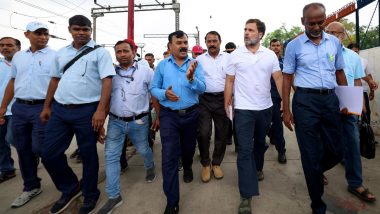 Rahul Gandhi Meets Indian Railways Loco Pilots in Delhi, They Complain of ‘Inadequate Rest Due to Understaffing’ (See Pics)