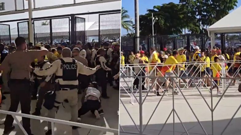 Argentina vs Colombia Copa America 2024 Final Delayed After Fans Without Tickets Try to Break into Hard Rock Stadium (Watch Videos)