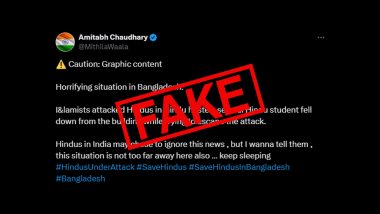 Hindu Students Attacked by Islamists in Bangladesh? Viral Video of Chhatra League Workers Falling from Building Shared With Fake Claim, Here’s a Fact Check