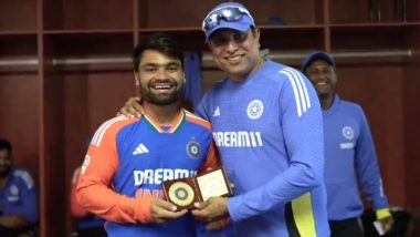 IND vs ZIM 5th T20I 2024: VVS Laxman Presents Rinku Singh With ‘Fielder of the Series’ Award After India’s 4–1 Triumph Over Zimbabwe (Watch Video)