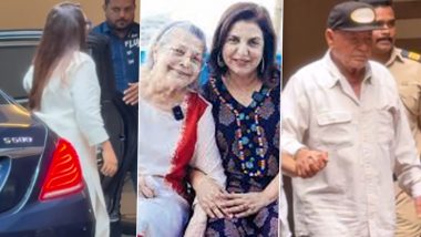 Menka Irani Funeral: Salim Khan, Rani Mukerji and Other Celebs Visit Farah Khan’s Residence To Pay Last Respects to Her Mother (Watch Videos)