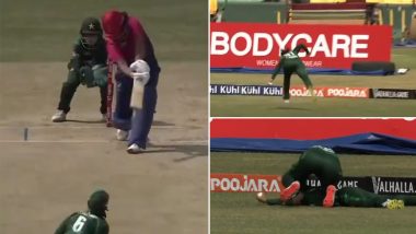 Sidra Ameen Takes Sensational Diving Catch Near Boundary Line to Dismiss Rinitha Rajith During UAE-W vs PAK-W Women's Asia Cup T20 2024 (Watch Video)