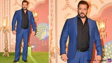 Anant Ambani-Radhika Merchant Wedding Day 2: Salman Khan Looks Cool in Blue Blazer and Trousers at the Event (Watch Video)