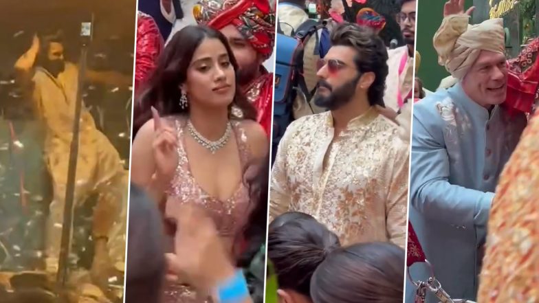 Ranveer Singh, John Cena, Janhvi Kapoor, Arjun Kapoor and Other B-Town Stars Dance to Dhol Beats at Anant Ambani-Radhika Merchant’s Wedding (Watch Videos)