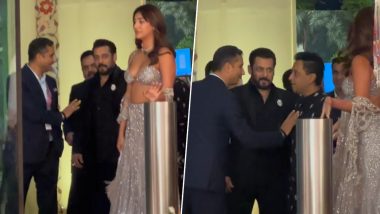 Salman Khan Wins Hearts As He Lets Influencer Radhika Seth Pose First at Anant Ambani-Radhika Merchant’s Sangeet Ceremony (Watch Viral Video)