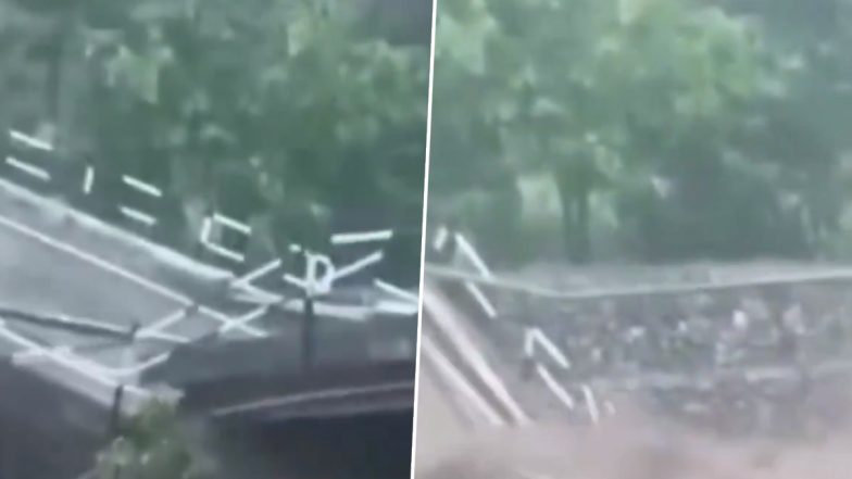 Uttarakhand Bridge Collapse: Bridge Collapses in Ramnagar Amid Heavy Rains (Watch Video)