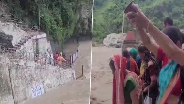 Uttarakhand Rains: Koteshwar Temple Cave Submerged As Alaknanda River Overflows Amid Heavy Rainfall in Rudraprayag (Watch Video)