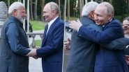 PM Modi Russia Visit: Prime Minister Narendra Modi, Russian President Vladimir Putin Hold Informal Meet at Novo-Ogaryovo Residence (See Pics and Video)