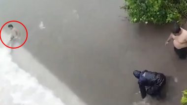 Ratnagiri Rains: Man Swept Away by Strong Currents in Khed, Shocking Video Surfaces