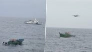 Indian Coast Guard Rescuing Fishing Boat Aashni Amidst Severe Flooding and Engine Failure off Kerala Coast (See Pics and Video)