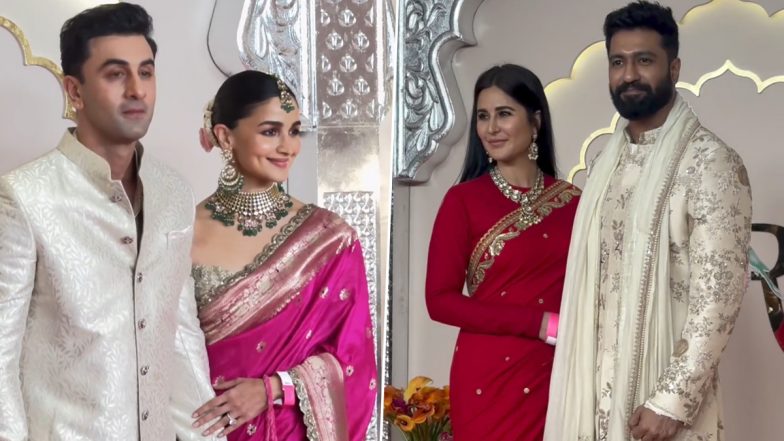 Anant Ambani-Radhika Merchant Wedding: Katrina Kaif, Vicky Kaushal, Alia Bhatt, Ranbir Kapoor and More Turn Heads With Their Glamorous Looks (Watch Videos)