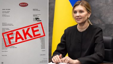 Olena Zelensky Bought Bugatti Tourbillon Worth 4.5 Million Euros in Paris? Fake Purchase Bill, AI-Generated Video Used To Make False Claim About Ukrainian President Volodymyr Zelensky’s Wife, Here’s a Fact Check