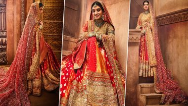 Radhika Merchant Dazzles in Manish Malhotra’s Real Gold Embroidered Vidai Lehenga (See Pics)