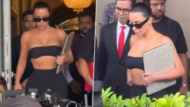 Kim Kardashian and Sister Khloe Kardashian Head Back to US After Attending Anant Ambani-Radhika Merchant’s Wedding (Watch Video)