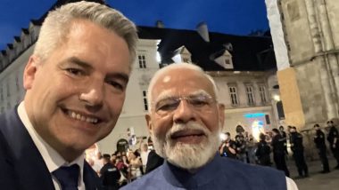 Modi Austria Visit: Chancellor Karl Nehammer Hosts PM Narendra Modi for Private Engagement in Vienna; PM Says ‘Looking Forward for Our Discussions’ (See Pics)