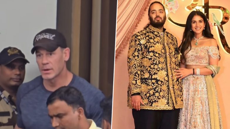 John Cena Smiles and Waves at Paps As He Lands in Mumbai to Attend Anant Ambani and Radhika Merchant's Star-Studded Wedding (Watch Video)