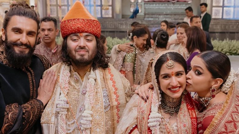 Ranveer Singh Extends His ‘Pure Love’ to Newly-Weds Anant Ambani-Radhika Merchant, Drops Adorable Pic With Deepika Padukone and the Couple