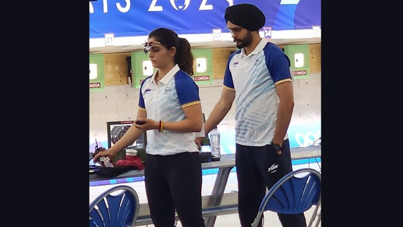 Manu Bhaker, Sarabjot Singh Qualify For 10M Air Pistol Mixed Team Bronze Medal Match at Paris Olympics 2024; To Face South Korea’s Pair