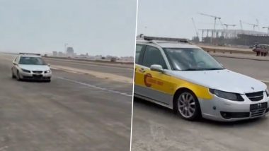 Noida International Airport Successfully Holds Initial Trials of Friction Testing, Shares Video of Saab 9–5 Friction Tester Running on Airstrip