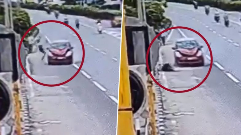 Hyderabad Hit-and-Run: Man Crossing Road While on Call Dies After Speeding Car Hits Him on Medchal-Pocharam IT Corridor, CCTV Footage Surfaces