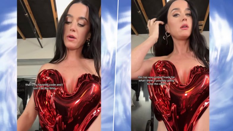 Katy Perry Commands Attention in Custom-Designed Heart Balloon Costume During ‘143’ Album Promotions, Singer Stuns in Scarlet Metallic Heart-Shaped Top (Watch Video)