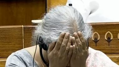 Nirmala Sitharaman Facepalms Herself During Rahul Gandhi’s Speech on Budget 2024 in Lok Sabha, Finance Minister’s Reaction Goes Viral (Watch Video)