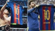 Argentina Boxer La Cobra Holds Out Lionel Messi&rsquo;s Barcelona Jersey, Recreates Star Footballer&rsquo;s Iconic Celebration After Winning Fight at Santiago Bernabeu (See Pics and Video)