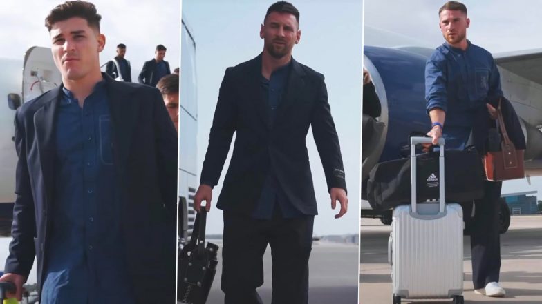 Lionel Messi and Argentina Team Arrive in Style at Houston Airport Ahead of Copa America 2024 Quarterfinal Fixture Against Ecuador (Watch Video)