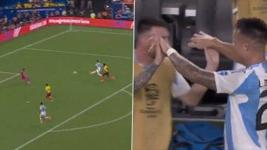 Lautaro Martinez Hugs Injured Lionel Messi Near Dugout After Scoring Winning Goal Against Colombia in Copa America 2024 Final (Watch Video)