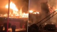 Jammu and Kashmir Fire Videos: 10 Shops Gutted After Massive Blaze Engulfs in Boniyar Market, Emergency Crews Respond