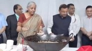 Union Budget 2024&ndash;25: FM Nirmala Sitharaman Participates in &lsquo;Halwa&rsquo; Ceremony To Mark Final Stage of Budget Preparation on July 23 in Lok Sabha (Watch Video)