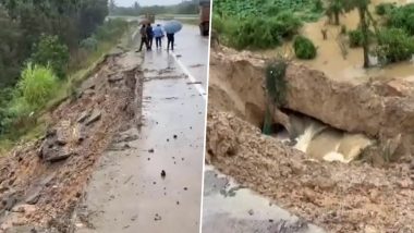 Karnataka Rains: Heavy Rains Wreak Havoc, NH 75 Faces Traffic Disruption After Mudslides (Watch Video)