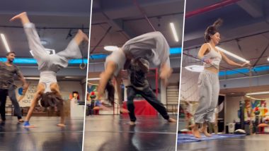 Disha Patani Nails Flawless Double Back-Flip in New Workout Clip, Captions ‘One Step at a Time’ (Watch Video)