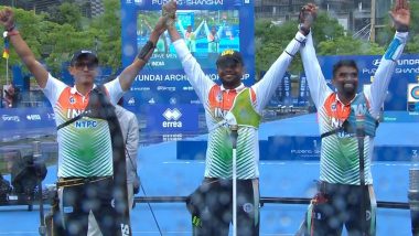 Tarundeep Rai, Dhiraj Bommadevara, Pravin Jadhav at Paris Olympics 2024, Archery Free Live Streaming Online: Know TV Channel and Telecast Details for Men's Team Quarterfinal Match