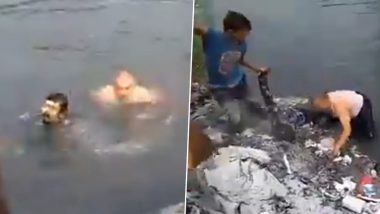 Ghaziabad: Former Navy Commando Rescues Man Drowning in Canal in Indirapuram, Video of Heroic Act Goes Viral