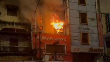 Hyderabad Fire Video: Blaze Erupts at Shop Near Charminar, Multiple Fire Tenders Deployed