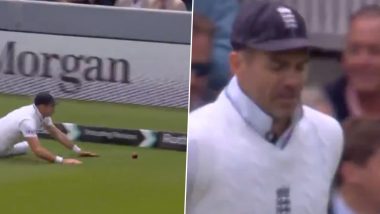 James Anderson Puts Stunning Dive to Save Boundary In His Farewell Test Match, Impresses With Inspirational Effort During ENG vs WI 1st Test 2024 (Watch Video)