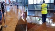 Goa Airport Water Leakage: Staff Seen Mopping Floor After Water Enters Manohar International Airport, Congress Leader Shares Video