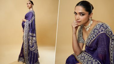 Pregnant Deepika Padukone Radiates Elegance in Purple Saree for Anant Ambani and Radhika Merchant's Sangeet Ceremony; Check Out Her Stunning Photos!