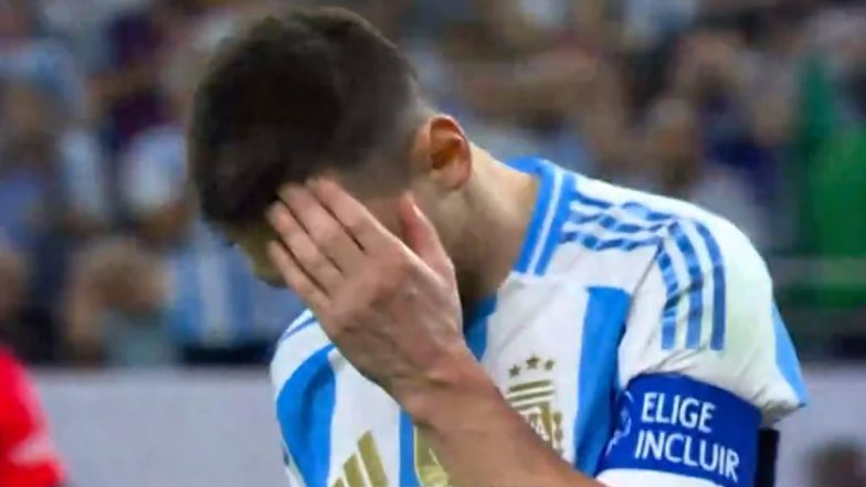 Lionel Messi Penalty Miss Video: Watch Argentine Captain Shoot Panenka Kick Hit the Bar During Argentina vs Ecuador Copa America 2024 Quarterfinal