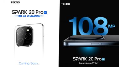 TECNO Spark 20 Pro Launch in India Confirmed for July 9, Smartphone To Feature 108MP Primary Camera; Check Details